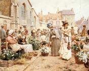 阿尔弗雷德 格伦迪宁 : Flower Market in a French Town